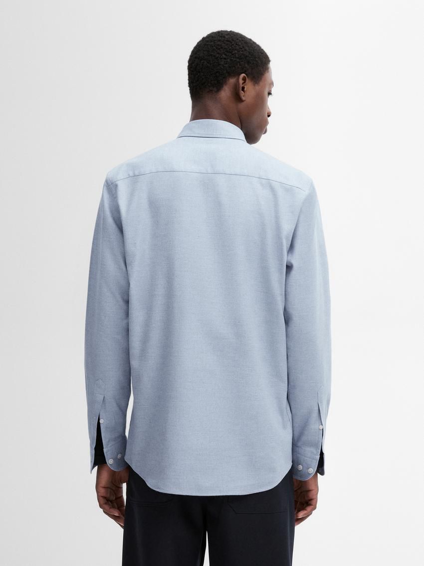 Massimo Dutti Cotton Melange Men Shirts Light Blue | US-BM3467925