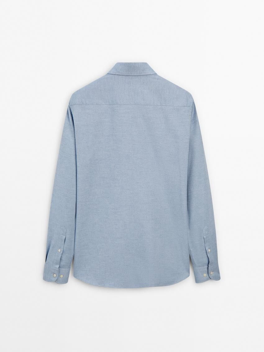 Massimo Dutti Cotton Melange Men Shirts Light Blue | US-BM3467925