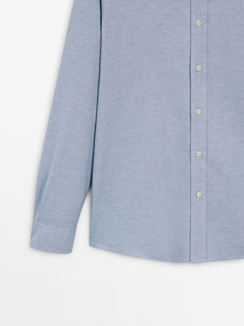 Massimo Dutti Cotton Melange Men Shirts Light Blue | US-BM3467925