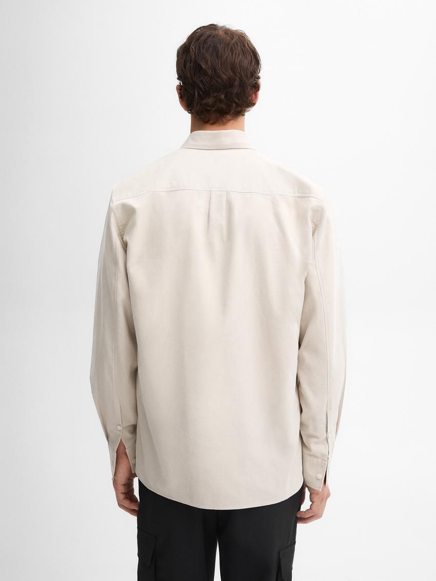 Massimo Dutti Cotton Men Shirts Beige | US-MQ9142805