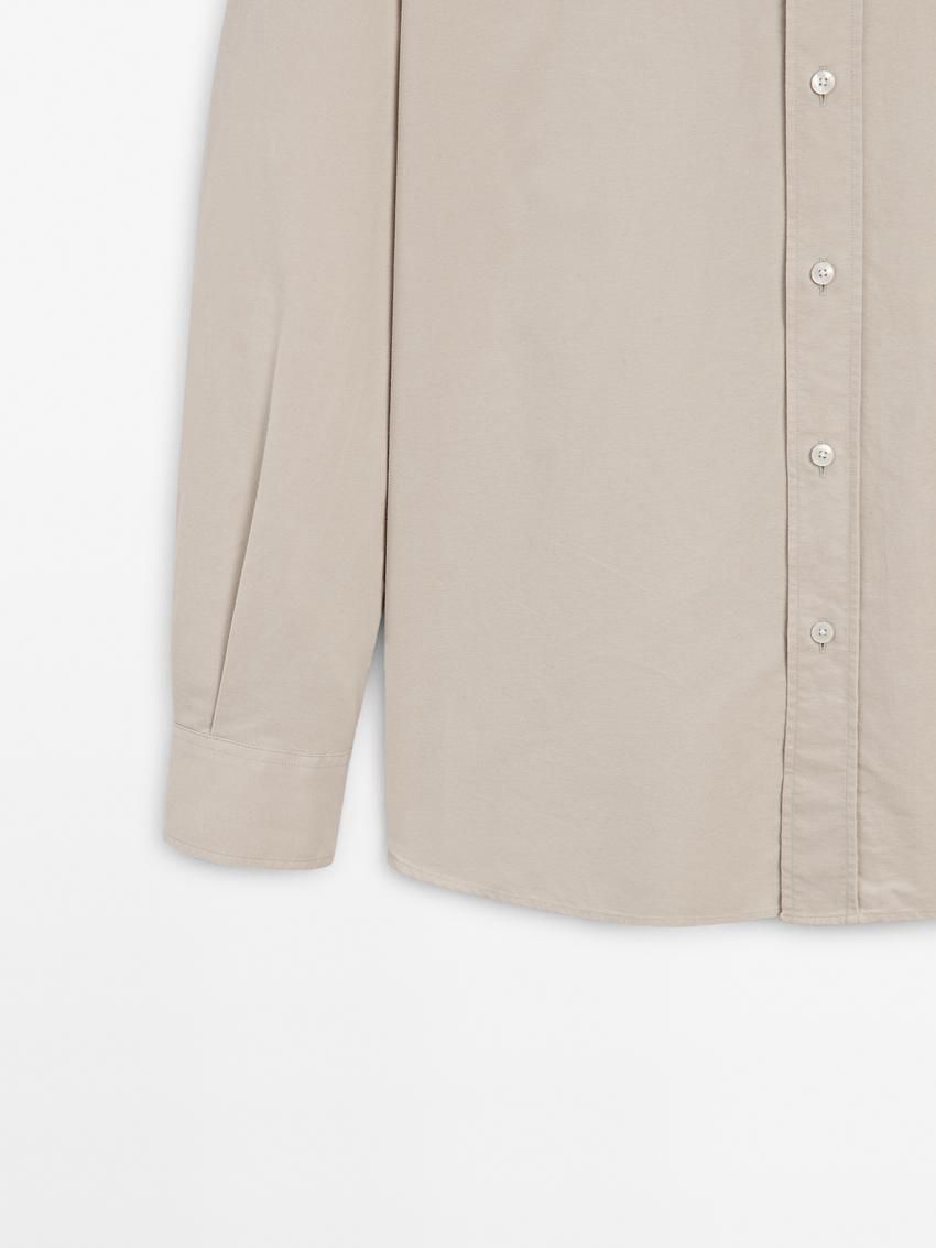 Massimo Dutti Cotton Men Shirts Beige | US-MQ9142805