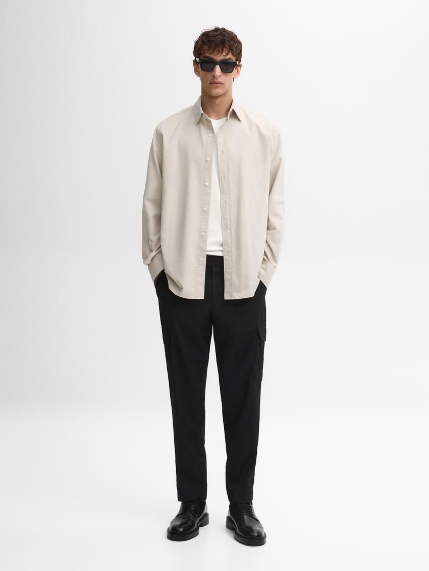 Massimo Dutti Cotton Men Shirts Beige | US-MQ9142805