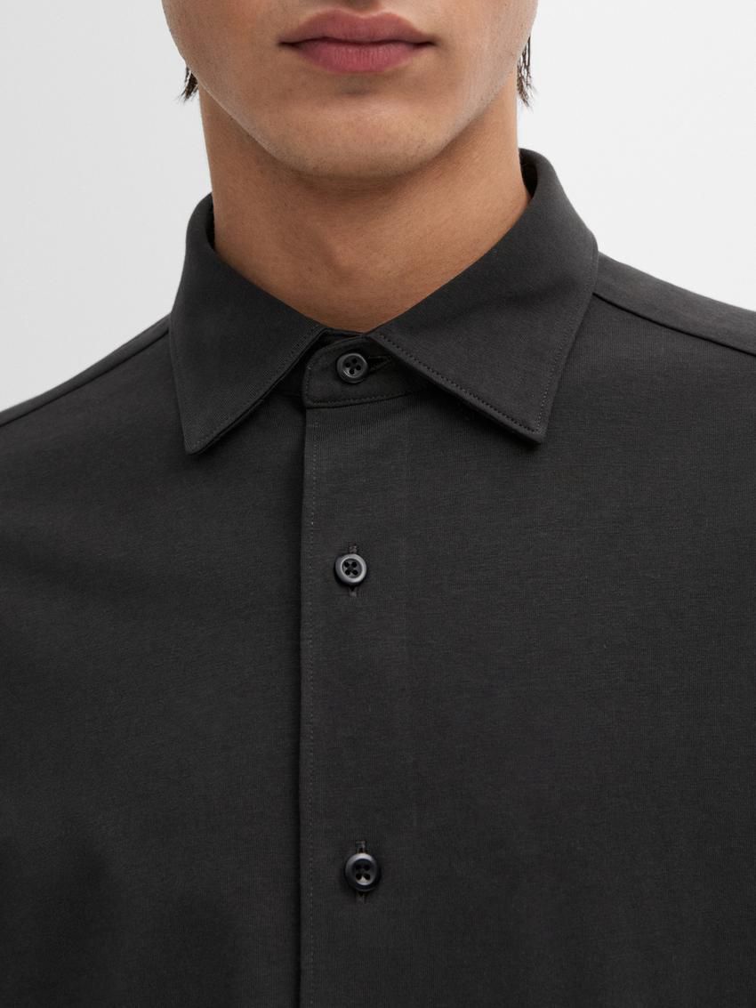 Massimo Dutti Cotton Men Shirts Black | US-BL3791058
