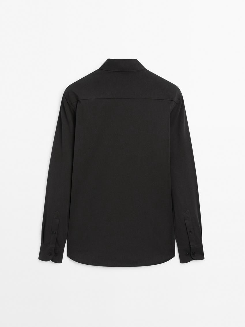 Massimo Dutti Cotton Men Shirts Black | US-BL3791058