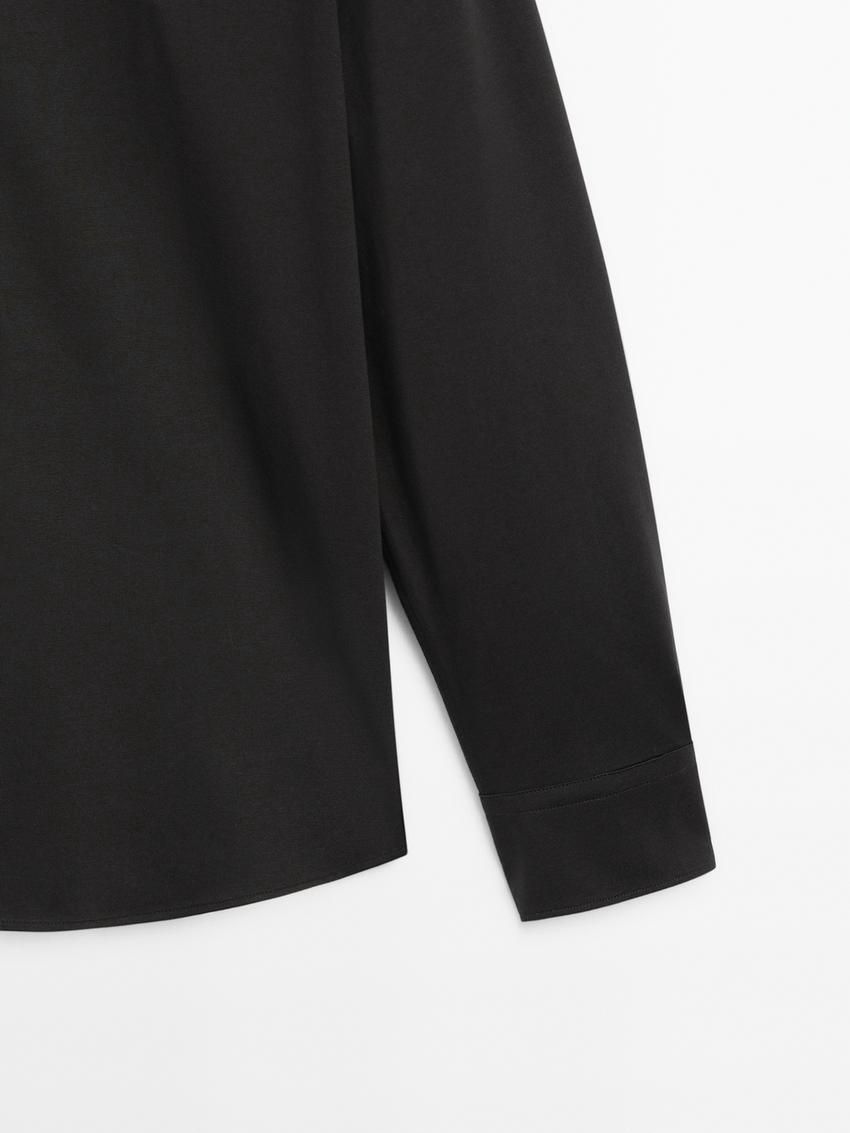 Massimo Dutti Cotton Men Shirts Black | US-BL3791058