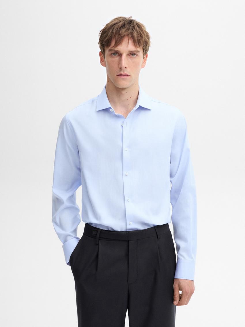 Massimo Dutti Cotton Men Shirts Blue | US-FZ7563481