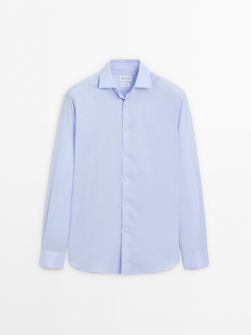 Massimo Dutti Cotton Men Shirts Blue | US-FZ7563481