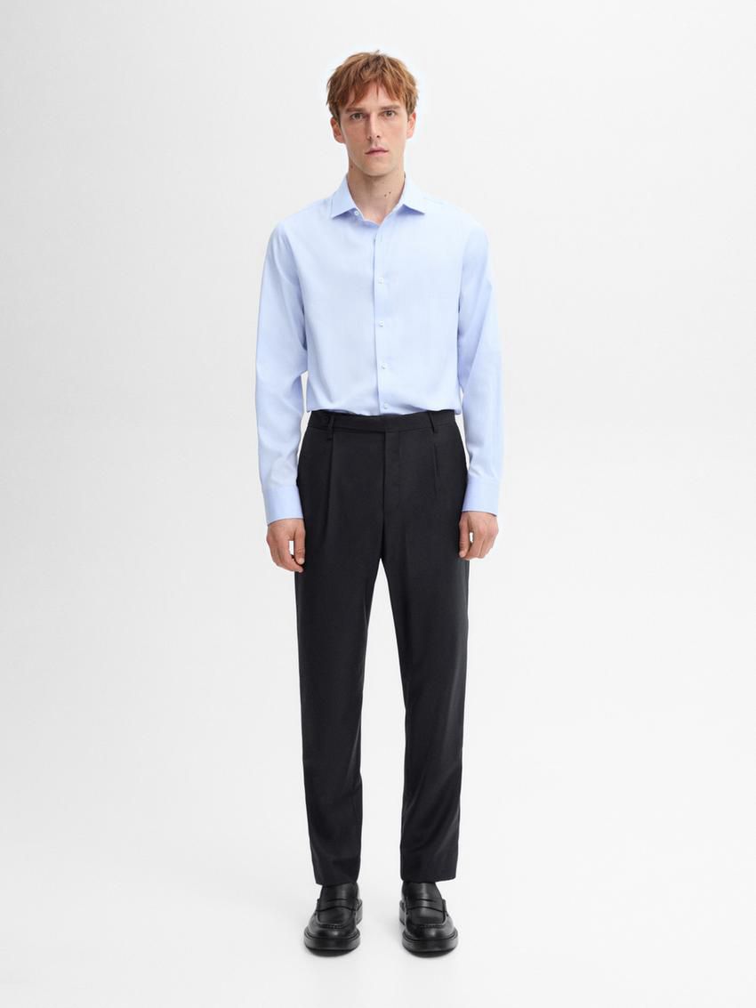 Massimo Dutti Cotton Men Shirts Blue | US-FZ7563481