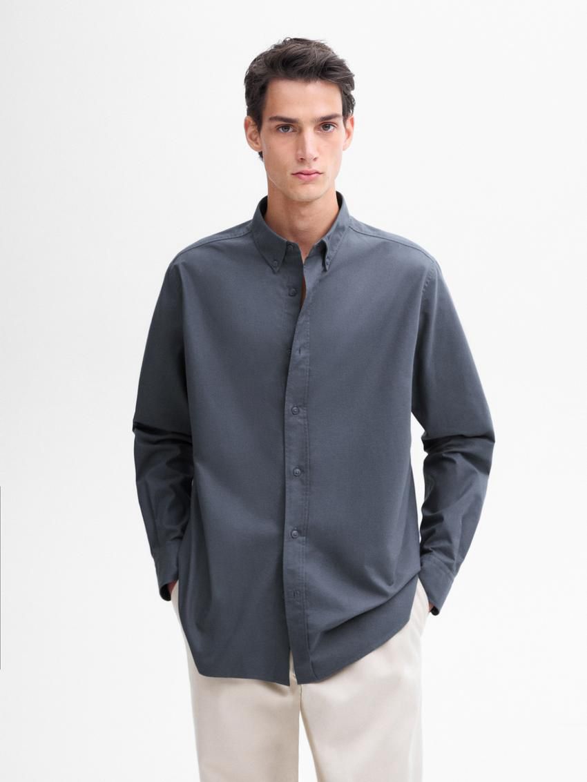 Massimo Dutti Cotton Men Shirts Dark Blue | US-OB3901685
