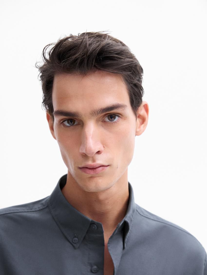 Massimo Dutti Cotton Men Shirts Dark Blue | US-OB3901685