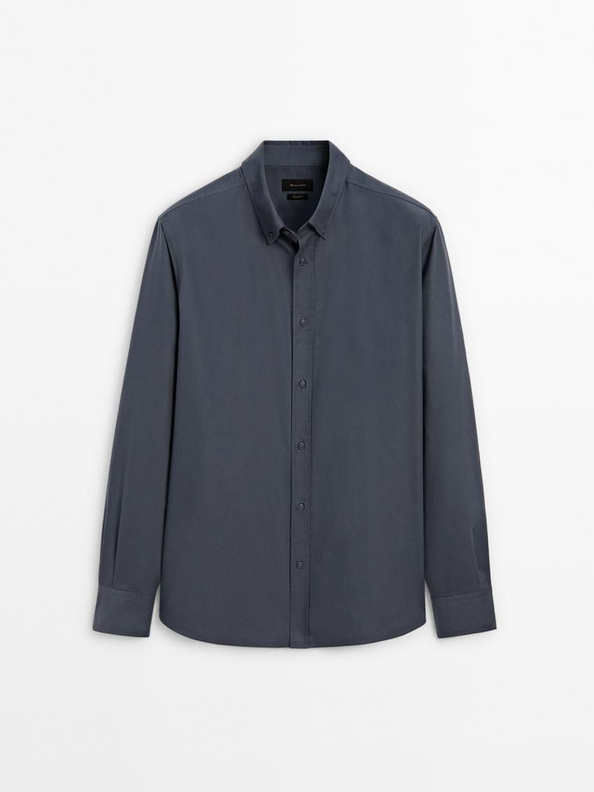 Massimo Dutti Cotton Men Shirts Dark Blue | US-OB3901685