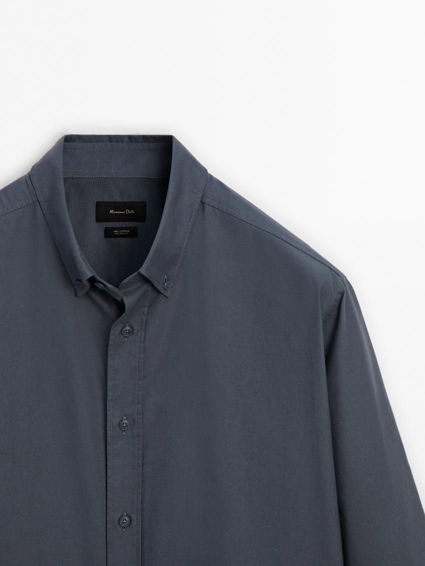 Massimo Dutti Cotton Men Shirts Dark Blue | US-OB3901685