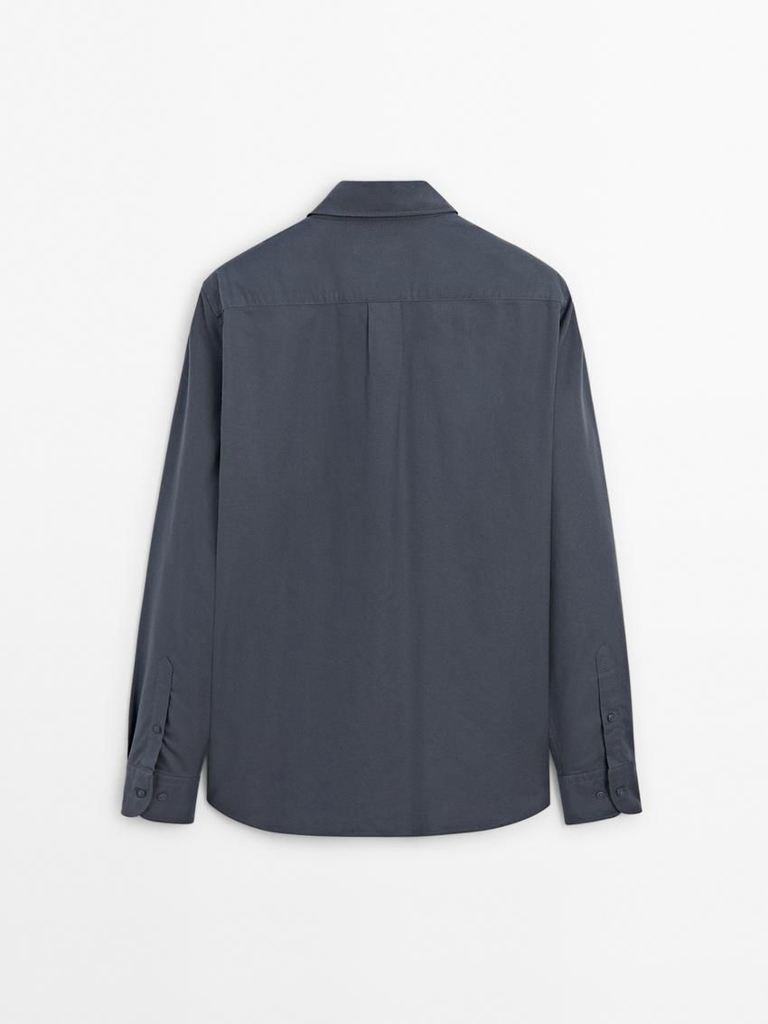 Massimo Dutti Cotton Men Shirts Dark Blue | US-OB3901685