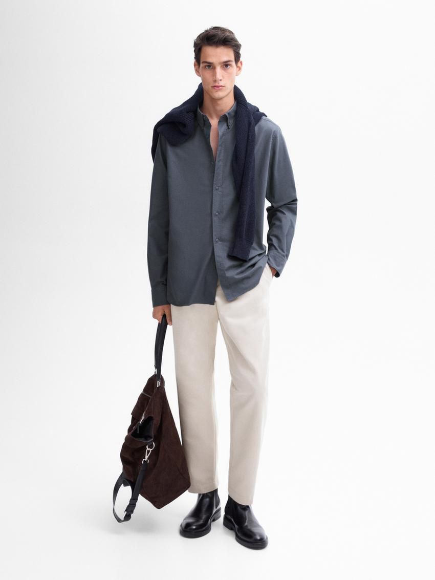 Massimo Dutti Cotton Men Shirts Dark Blue | US-OB3901685