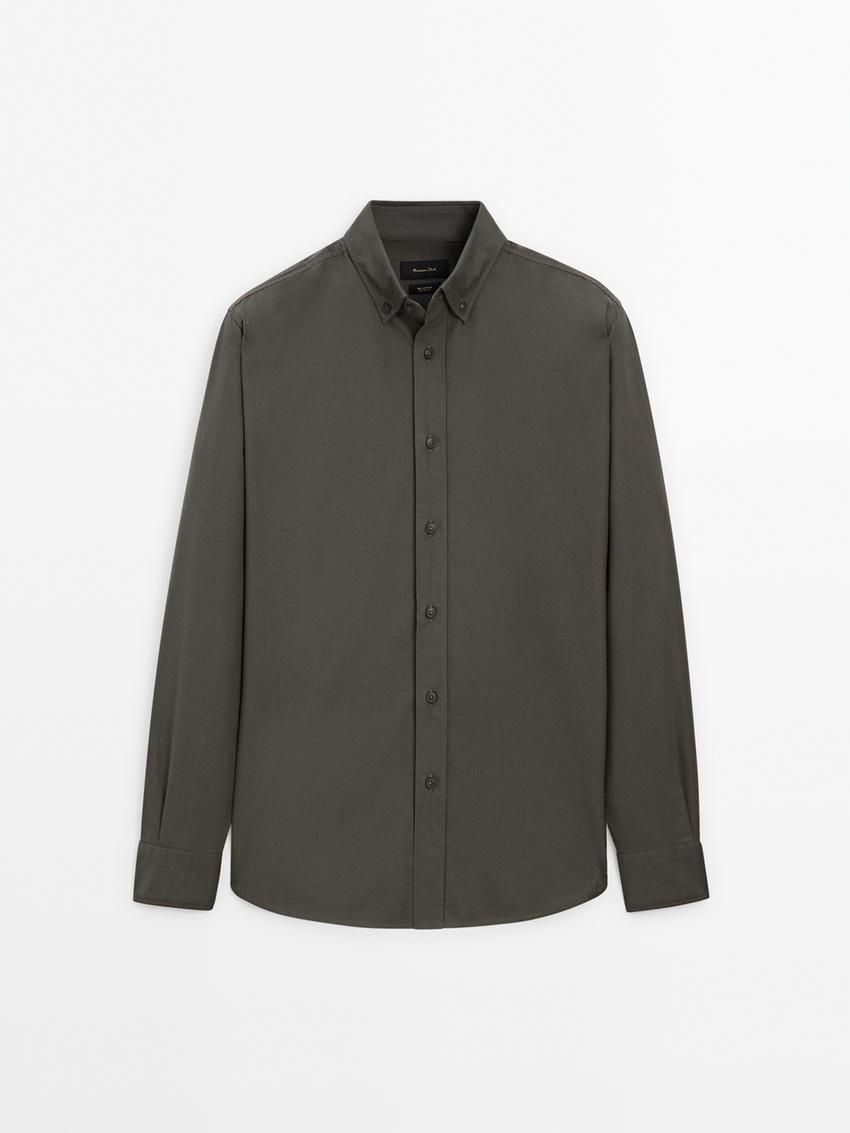 Massimo Dutti Cotton Men Shirts Dark Grey | US-BU9841502