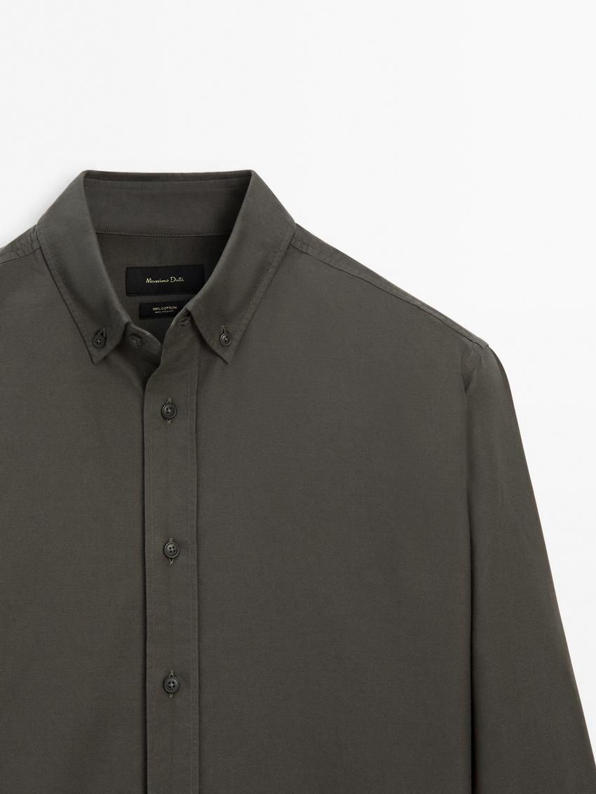 Massimo Dutti Cotton Men Shirts Dark Grey | US-BU9841502