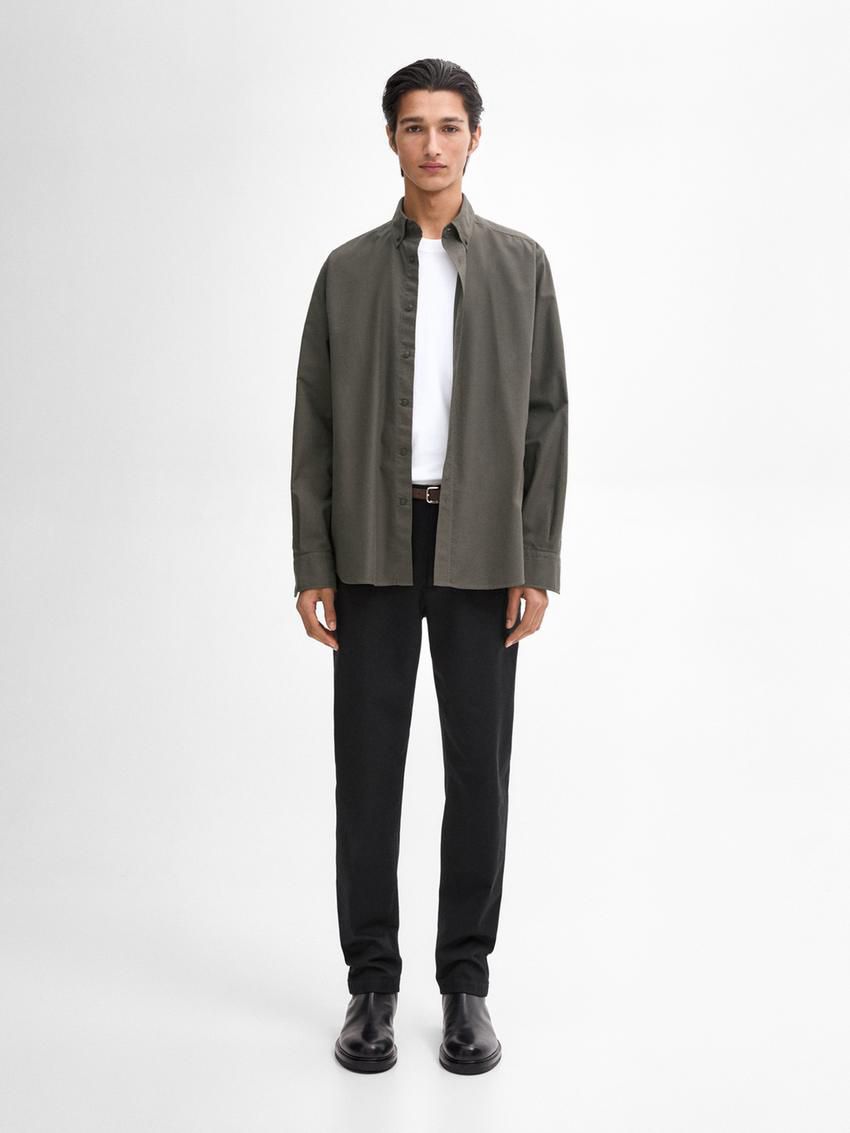 Massimo Dutti Cotton Men Shirts Dark Grey | US-BU9841502