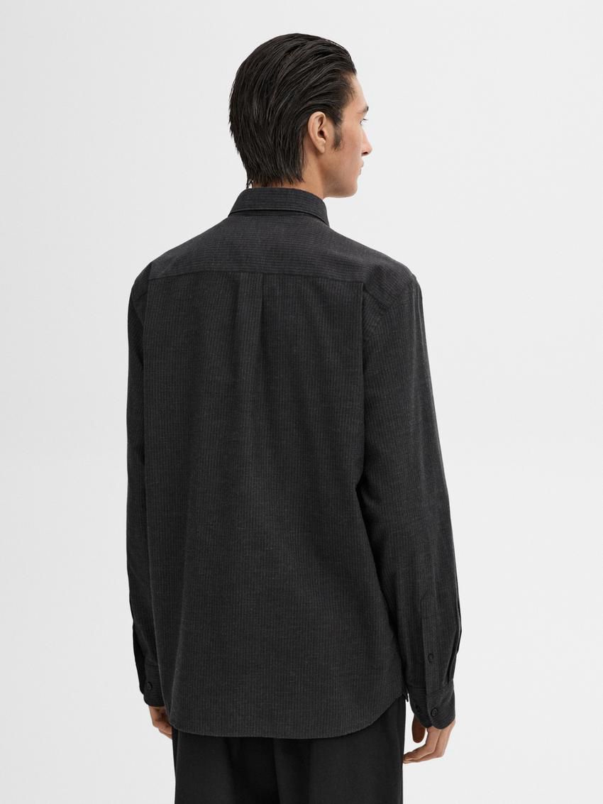Massimo Dutti Cotton Micro-stripe Men Shirts Black | US-GK9708612