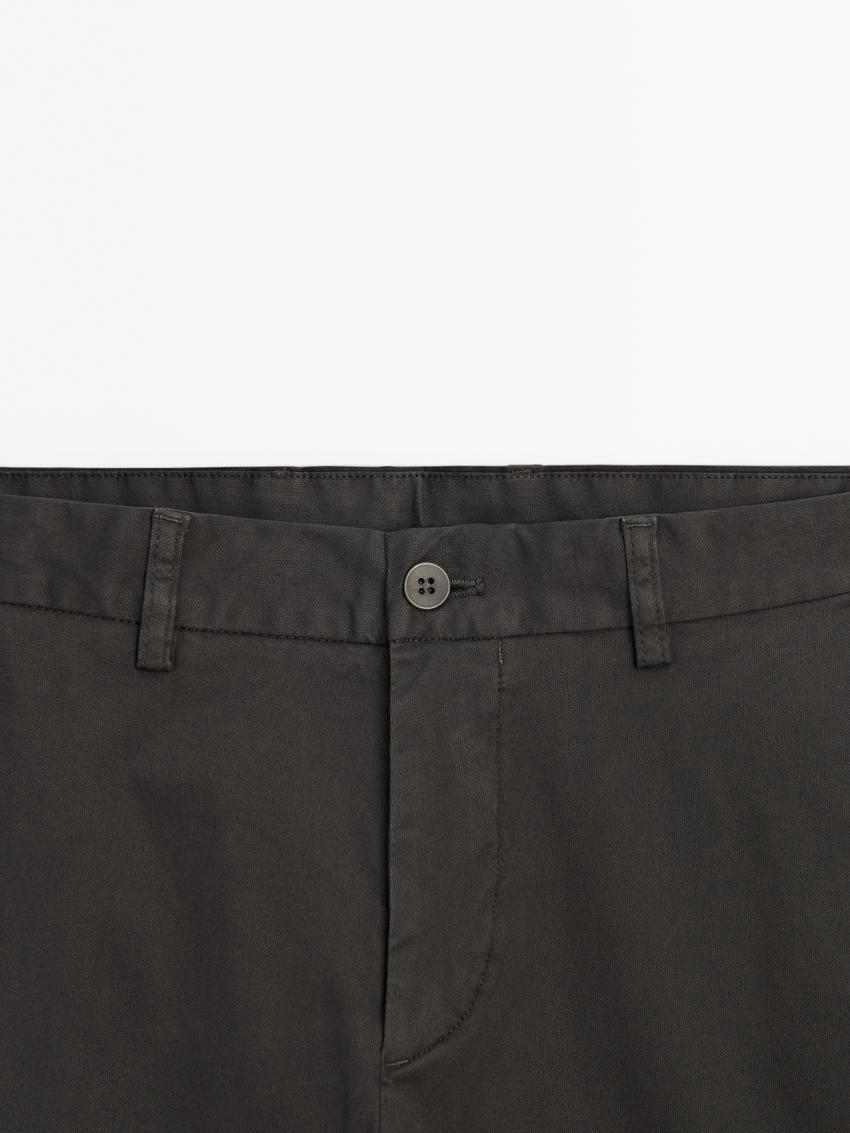 Massimo Dutti Cotton Micro-textured Men Trousers Dark Grey | US-DK6837219