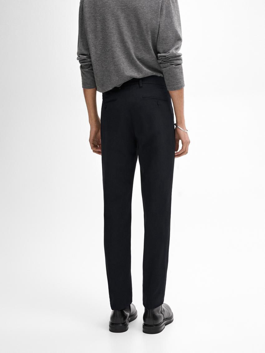 Massimo Dutti Cotton Micro-textured Men Trousers Navy | US-FE1425789
