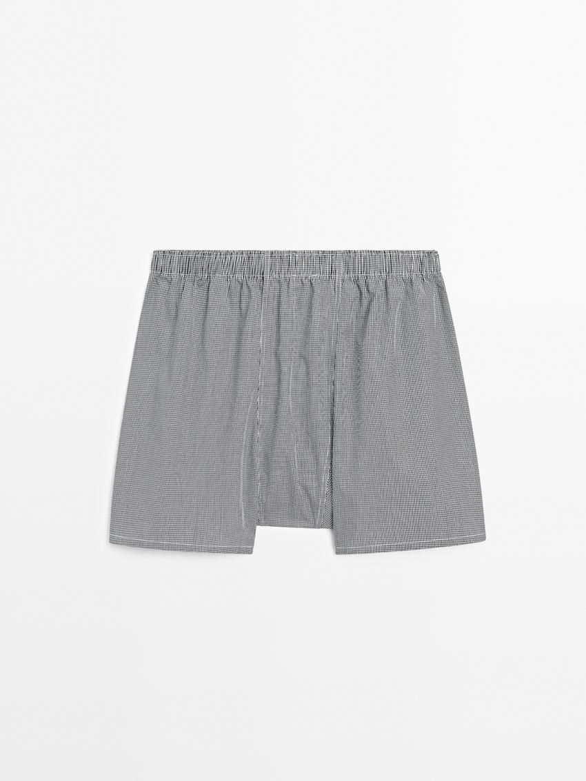 Massimo Dutti Cotton Mini Check Men Underwear Black / White | US-QY1742659
