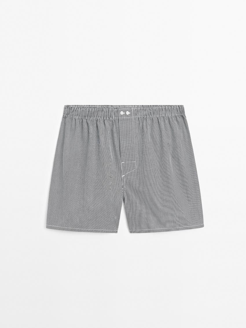 Massimo Dutti Cotton Mini Check Men Underwear Black / White | US-QY1742659