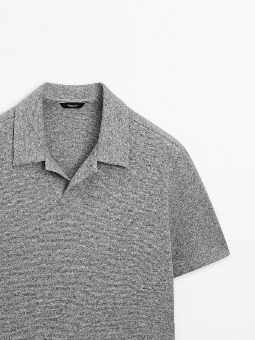 Massimo Dutti Cotton Mouliné Men Polo Shirt Grey | US-BR3251790