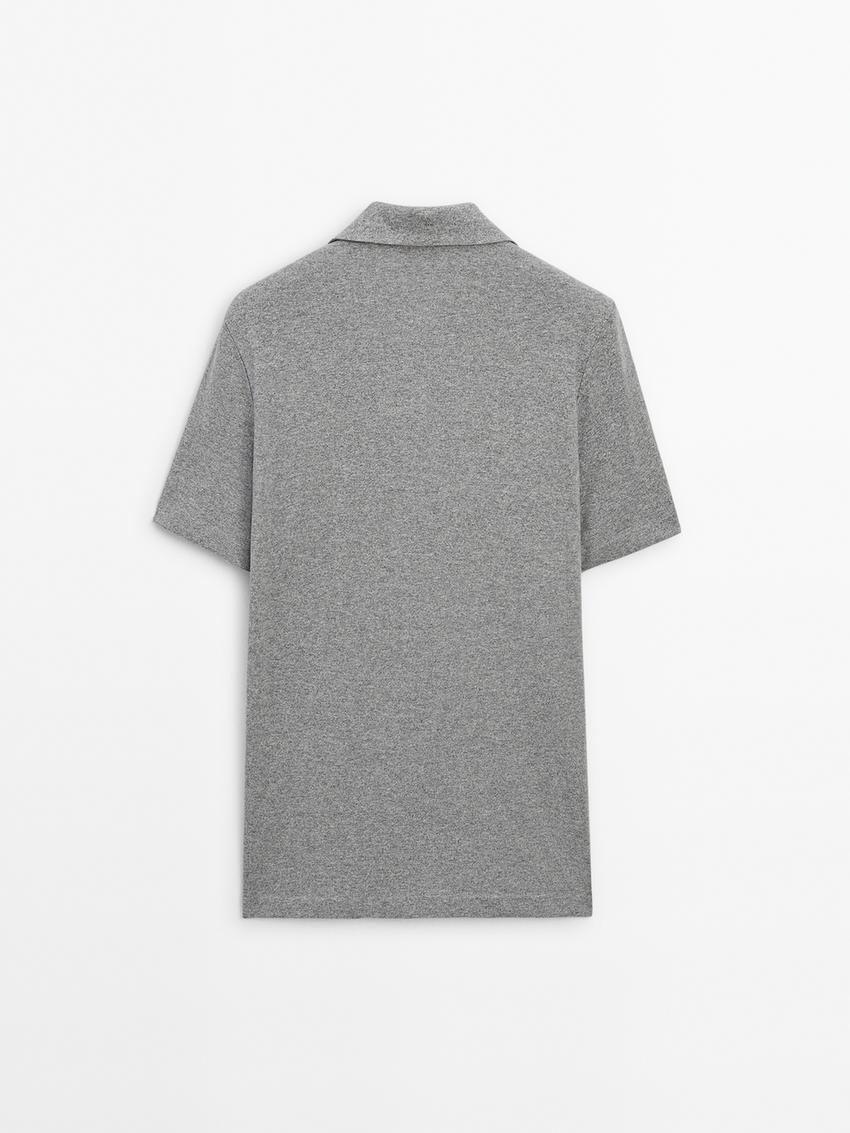 Massimo Dutti Cotton Mouliné Men Polo Shirt Grey | US-BR3251790