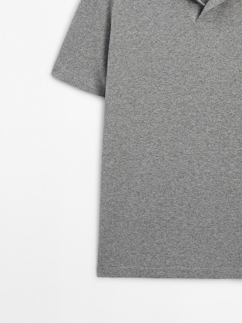 Massimo Dutti Cotton Mouliné Men Polo Shirt Grey | US-BR3251790