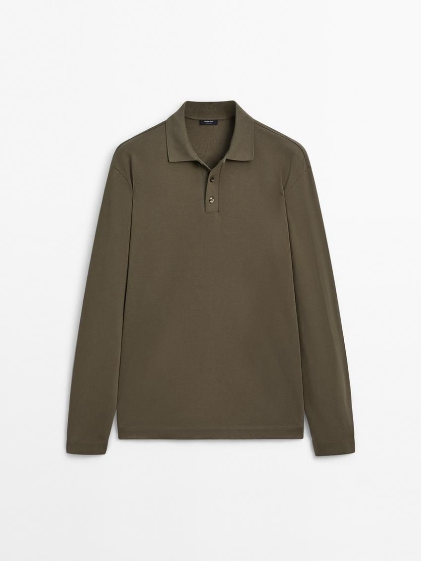 Massimo Dutti Cotton Polo Knit Men Jumpers Khaki | US-PQ2057934