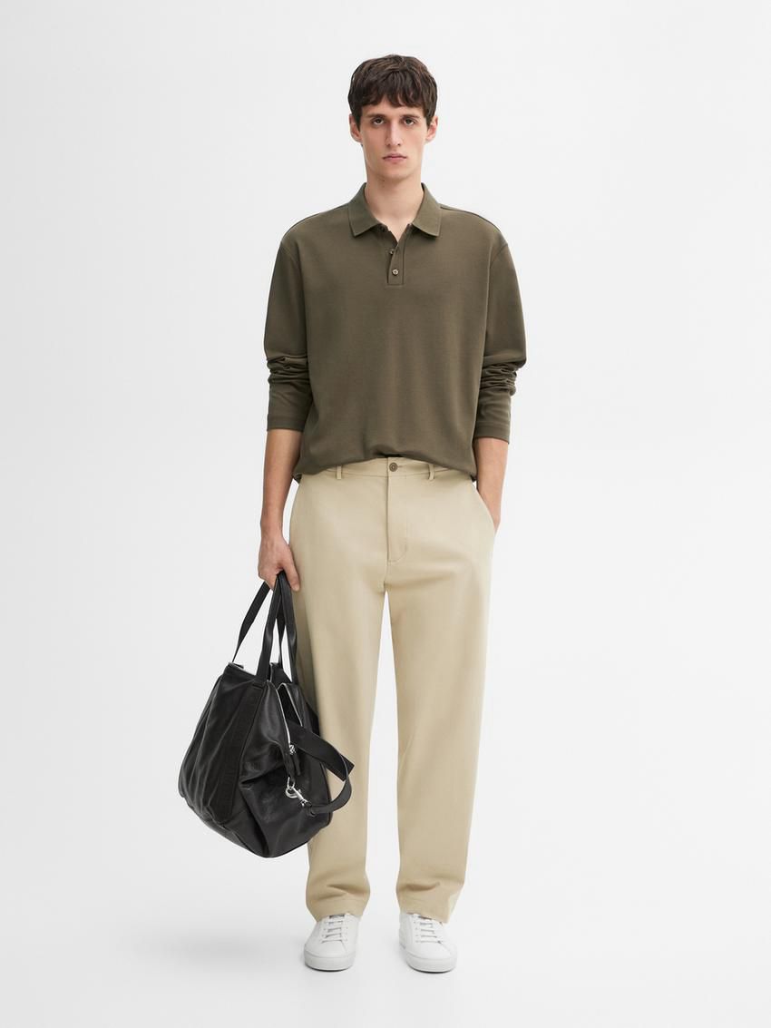 Massimo Dutti Cotton Polo Knit Men Jumpers Khaki | US-PQ2057934