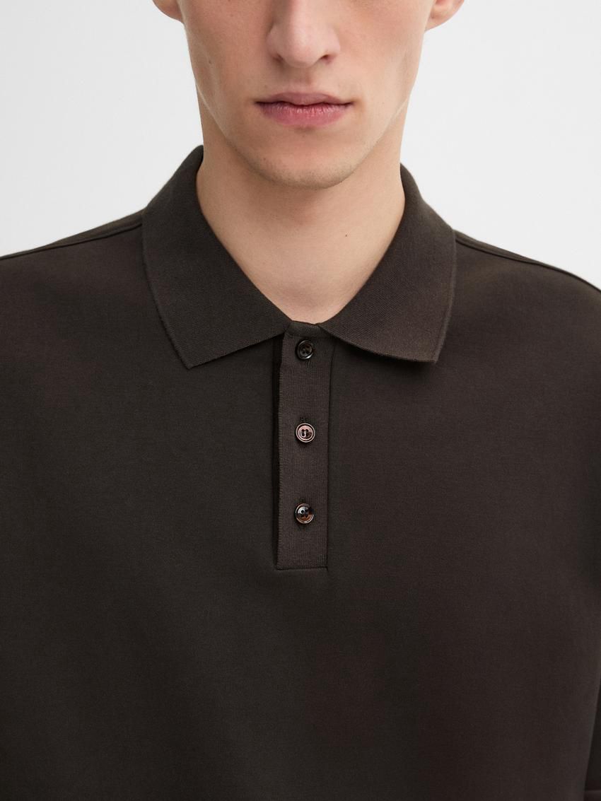 Massimo Dutti Cotton Polo Knit Men Jumpers Dark Brown | US-QM0329758