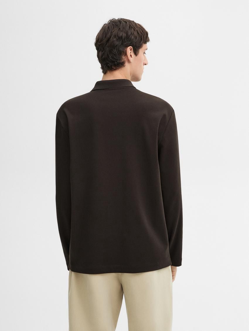 Massimo Dutti Cotton Polo Knit Men Jumpers Dark Brown | US-QM0329758