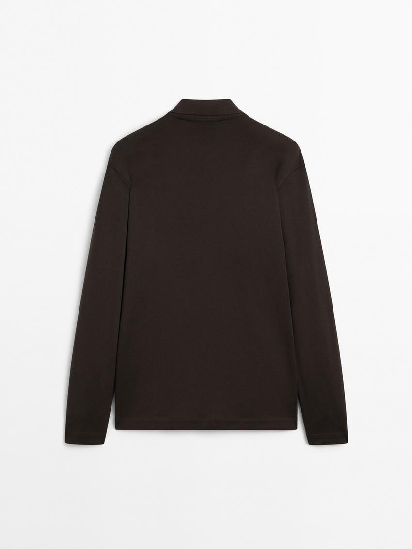 Massimo Dutti Cotton Polo Knit Men Jumpers Dark Brown | US-QM0329758