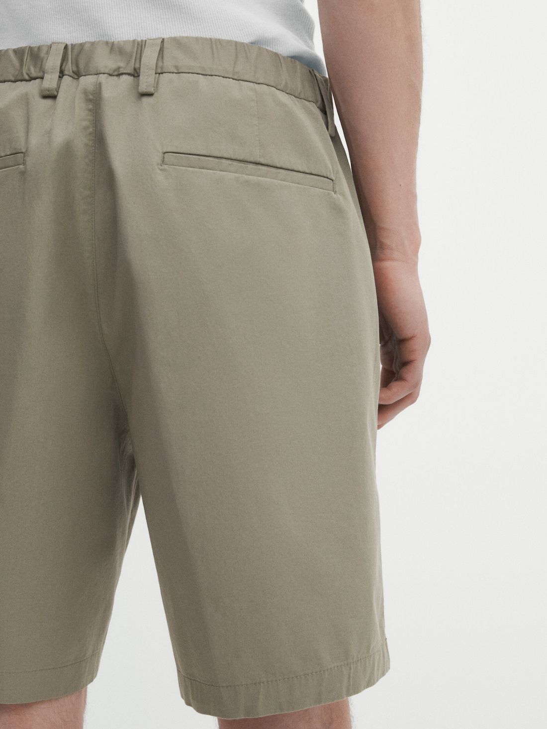 Massimo Dutti Cotton Poplin Bermuda Men Shorts Khaki | US-HI6530284
