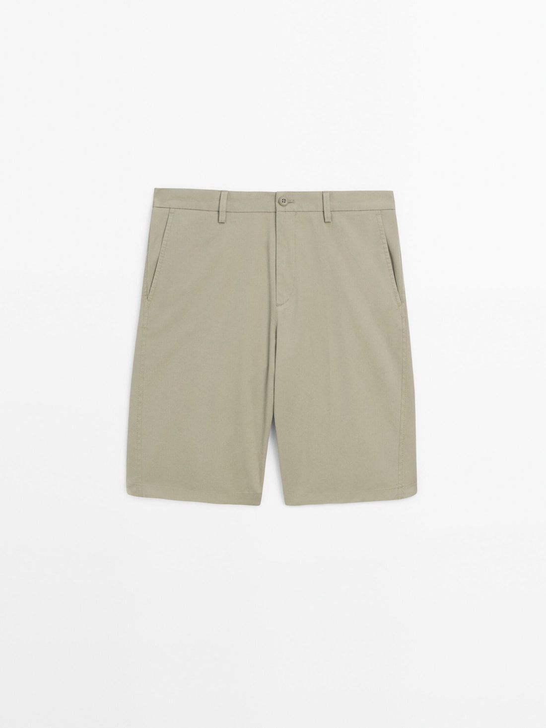 Massimo Dutti Cotton Poplin Bermuda Men Shorts Khaki | US-HI6530284