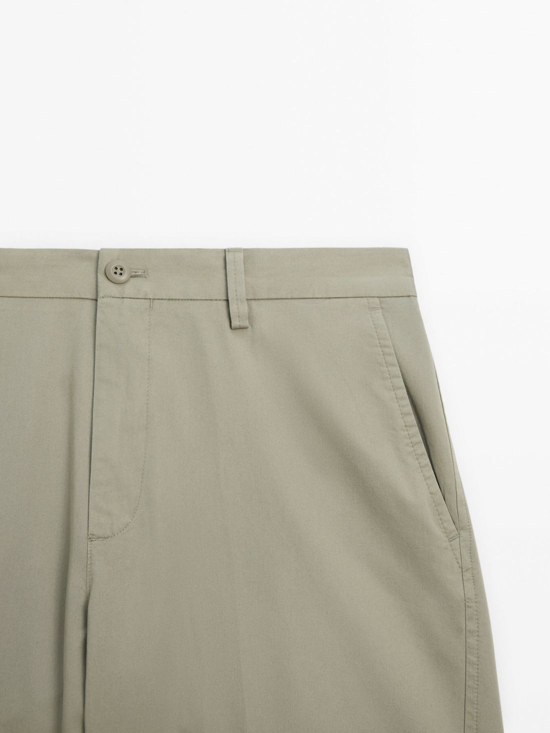 Massimo Dutti Cotton Poplin Bermuda Men Shorts Khaki | US-HI6530284