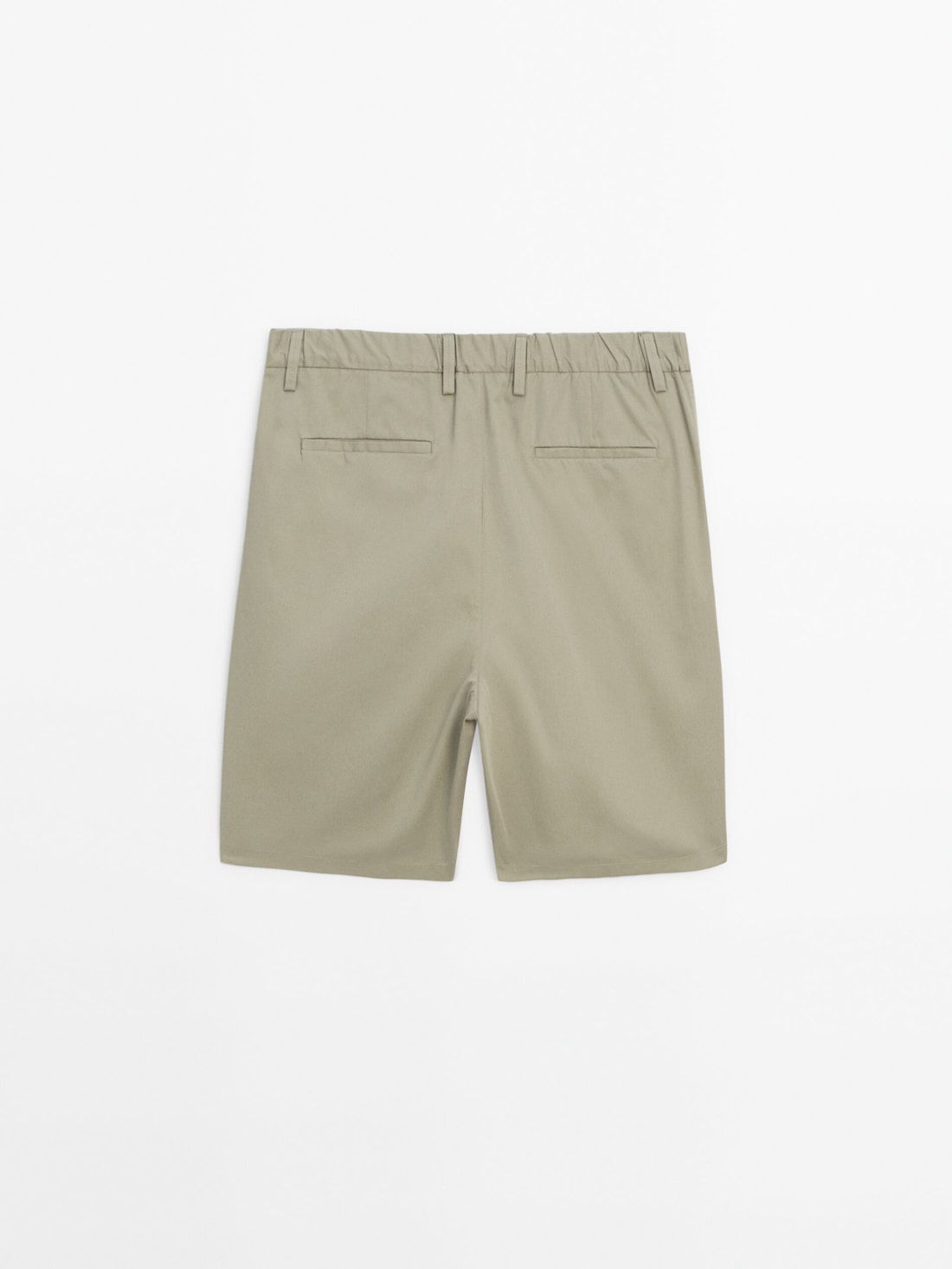 Massimo Dutti Cotton Poplin Bermuda Men Shorts Khaki | US-HI6530284