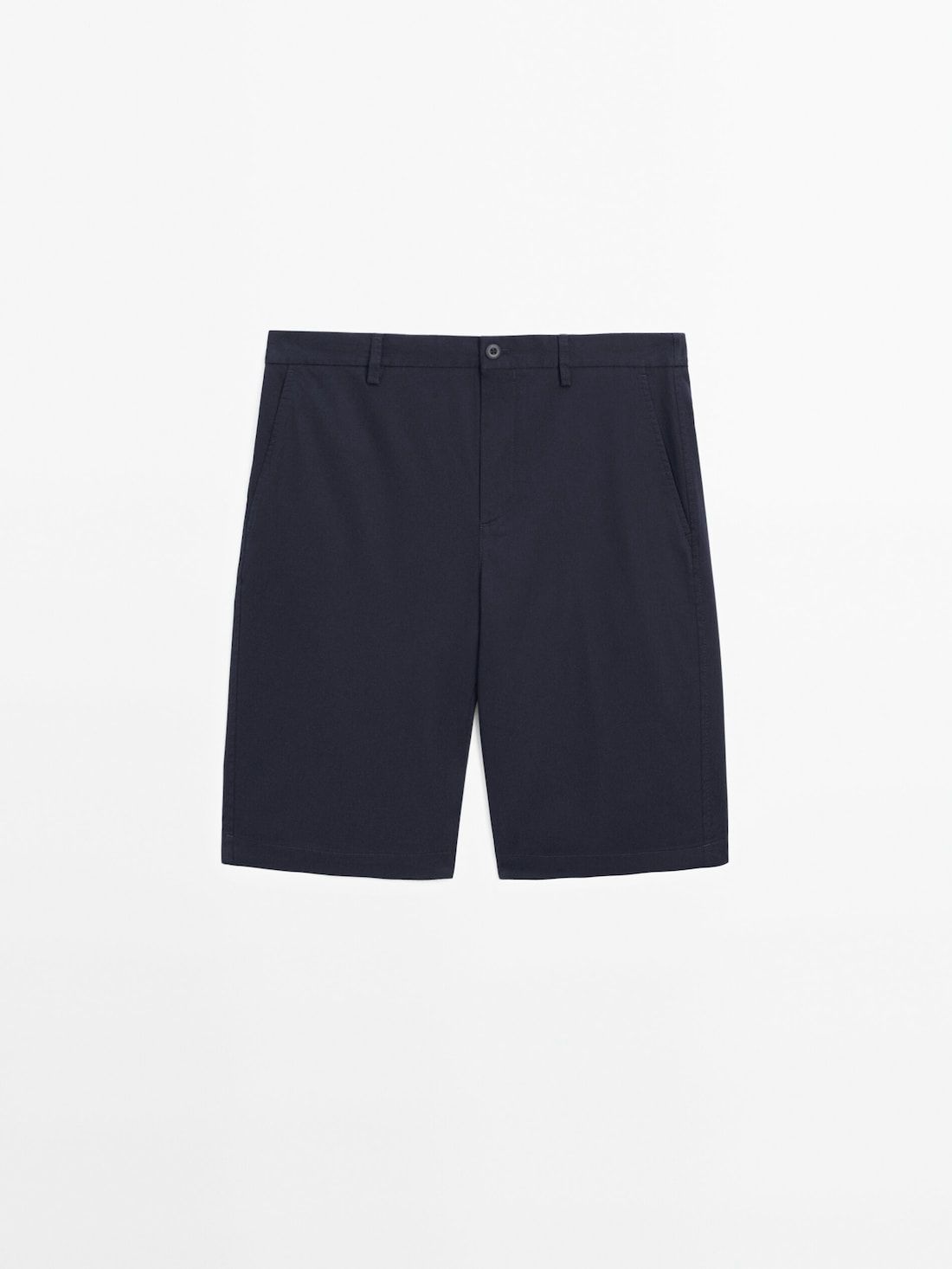 Massimo Dutti Cotton Poplin Bermuda Men Shorts Navy | US-PT3457689