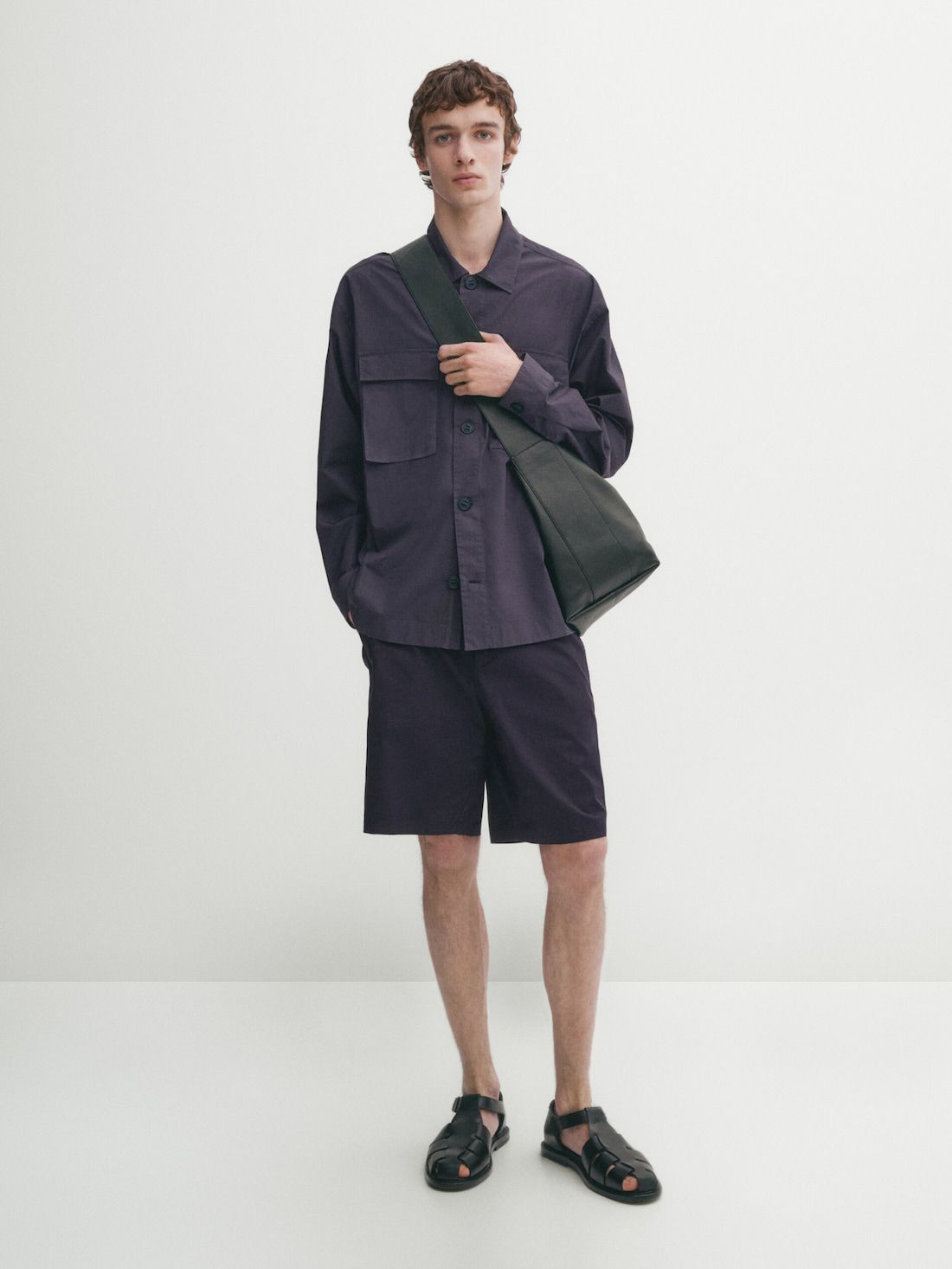 Massimo Dutti Cotton Poplin Bermuda Men Shorts Navy | US-PT3457689