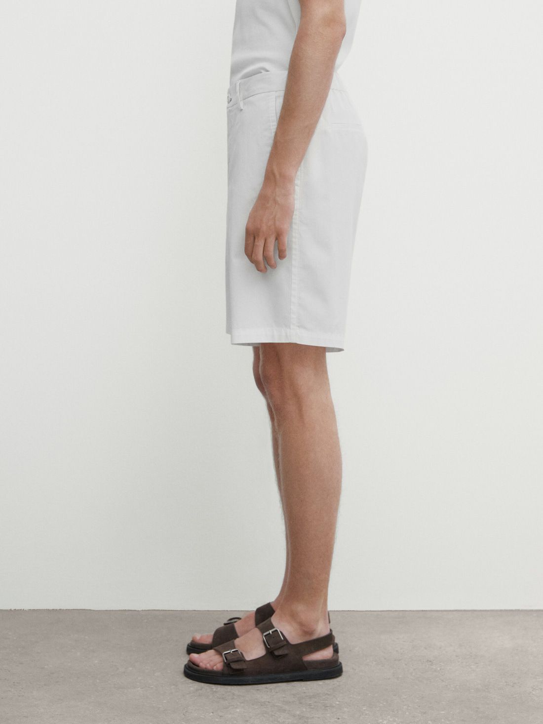 Massimo Dutti Cotton Poplin Bermuda Men Shorts White | US-PX3269470