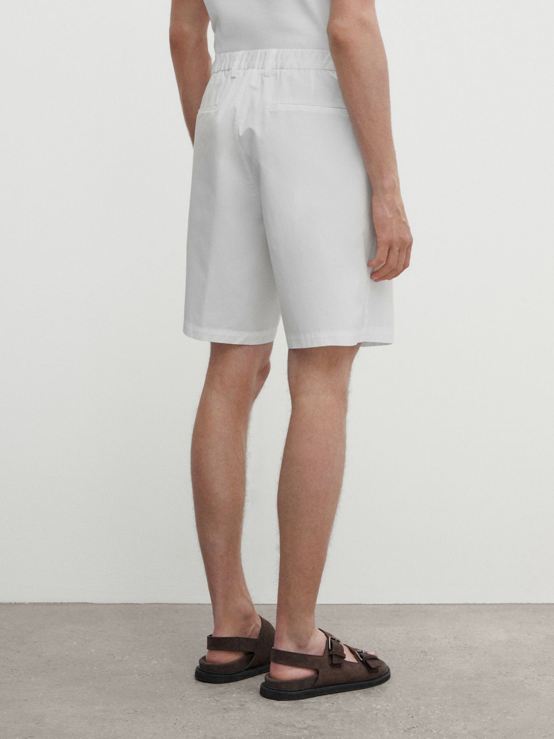 Massimo Dutti Cotton Poplin Bermuda Men Shorts White | US-PX3269470
