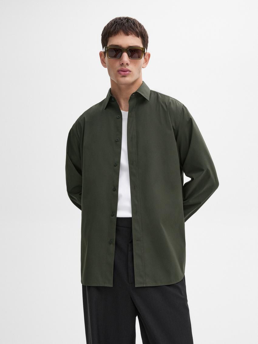 Massimo Dutti Cotton Poplin Men Shirts Green | US-WU8956741