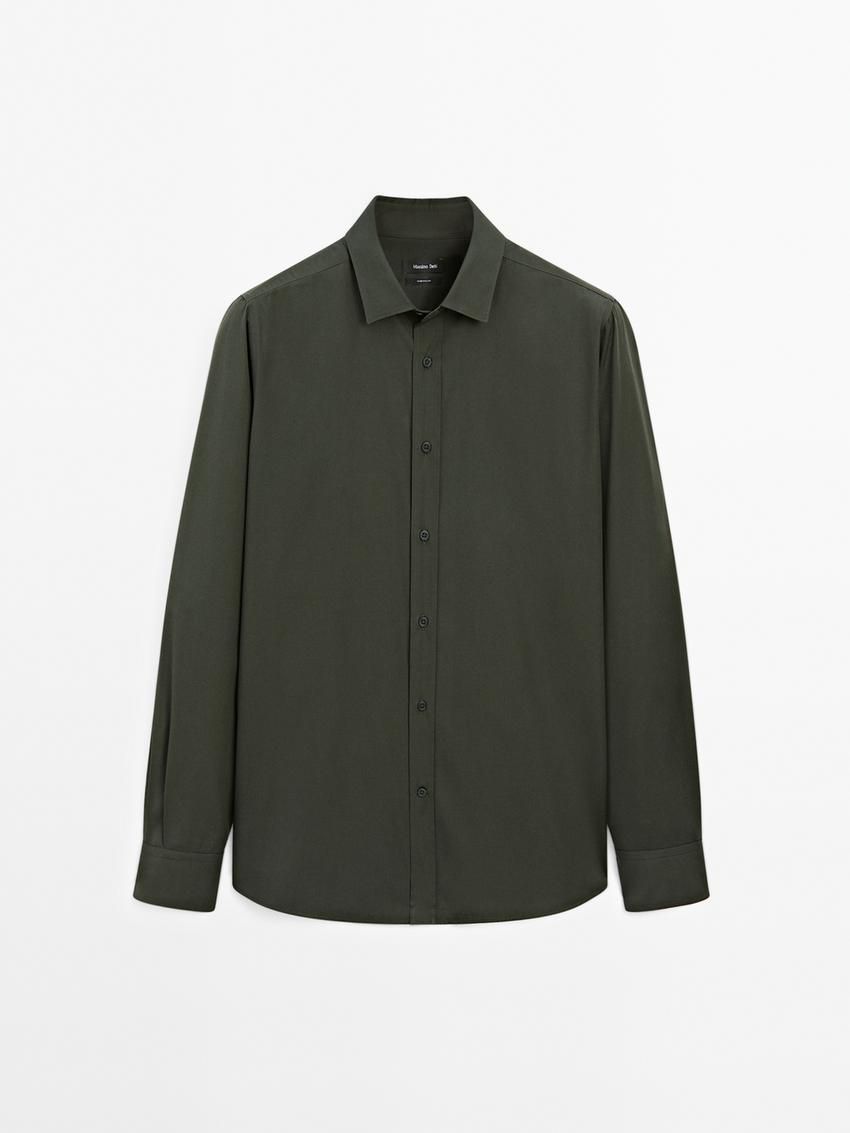 Massimo Dutti Cotton Poplin Men Shirts Green | US-WU8956741