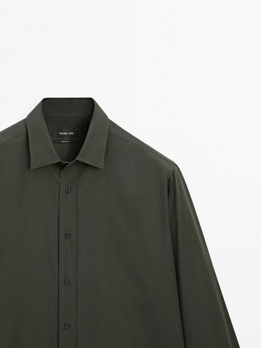 Massimo Dutti Cotton Poplin Men Shirts Green | US-WU8956741