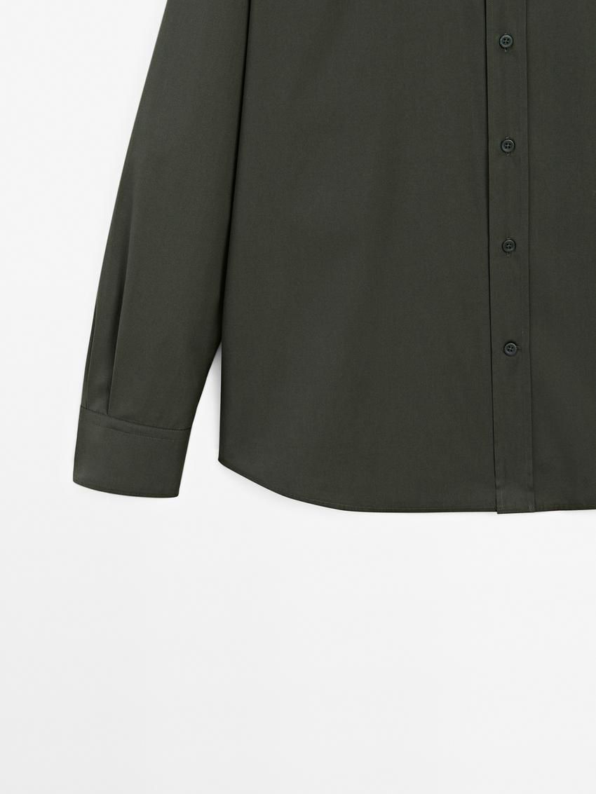 Massimo Dutti Cotton Poplin Men Shirts Green | US-WU8956741