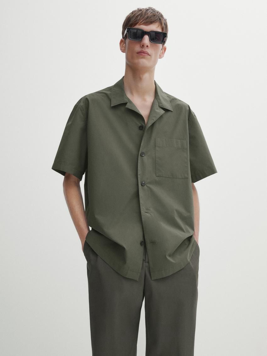 Massimo Dutti Cotton Poplin Men Shirts Green | US-OQ3874596