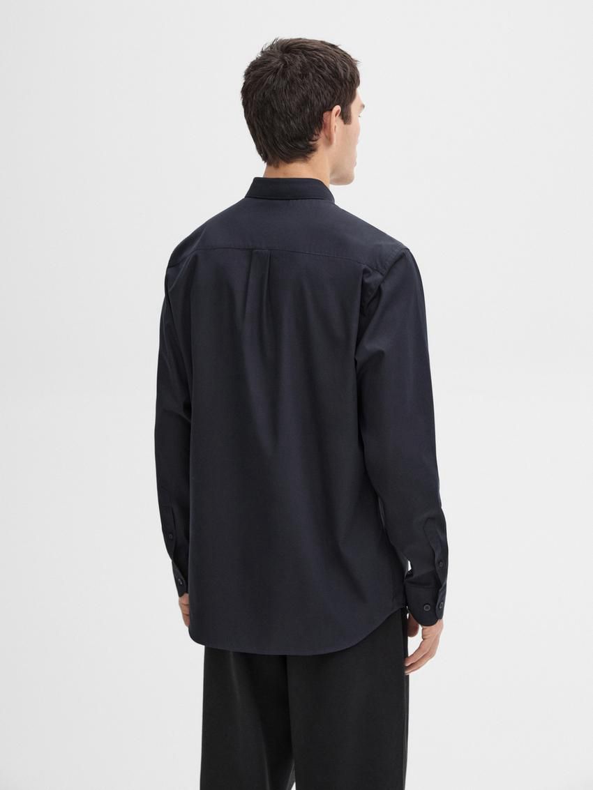 Massimo Dutti Cotton Poplin Men Shirts Navy | US-IZ9084321