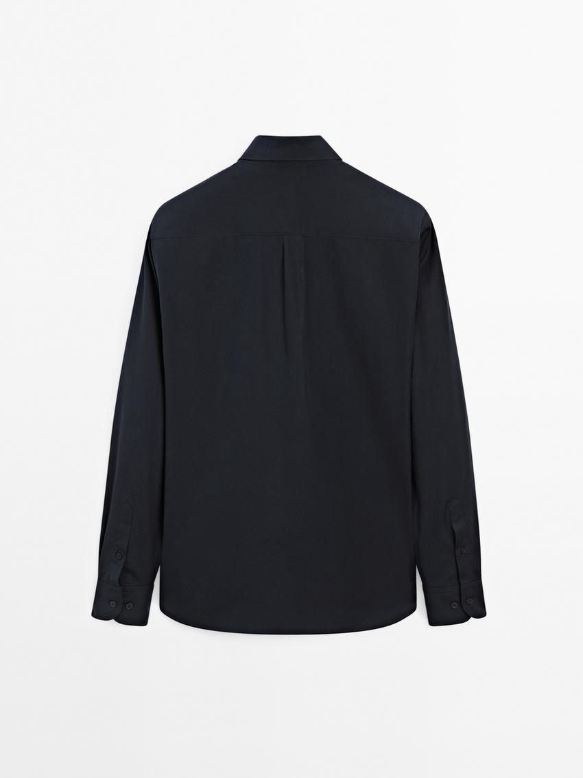 Massimo Dutti Cotton Poplin Men Shirts Navy | US-IZ9084321