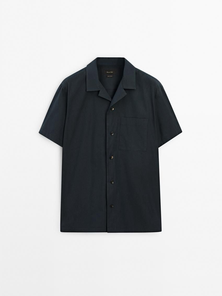 Massimo Dutti Cotton Poplin Men Shirts Navy | US-JS5846027